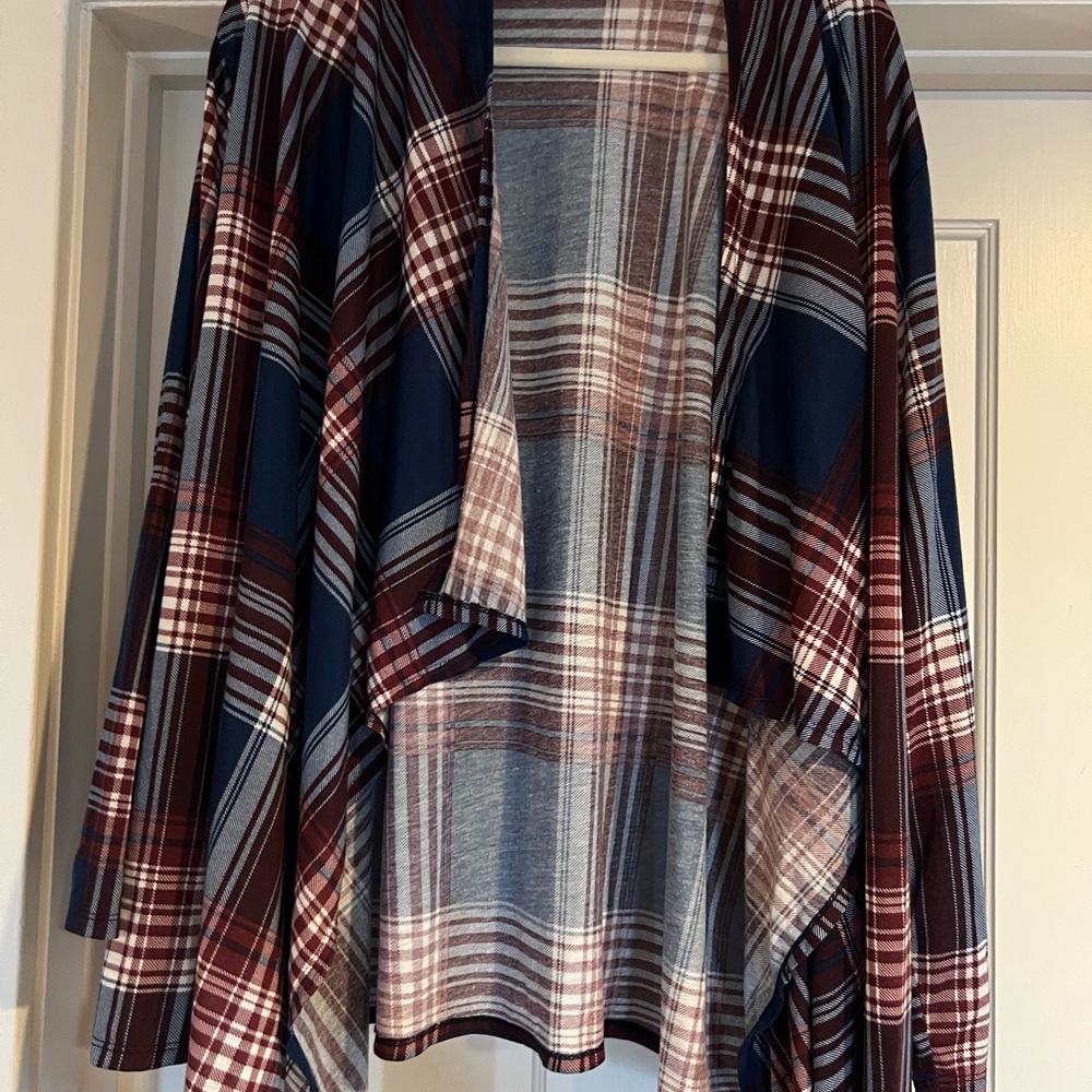 Plaid Open Front Cardigan